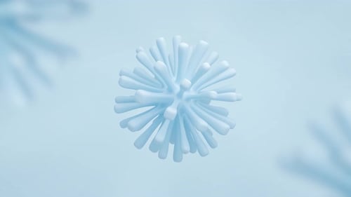 Abstract Blue Spiky Sphere Rotation Medical Animation