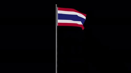 Realistic Thailand Flag Waving on Transparent Background