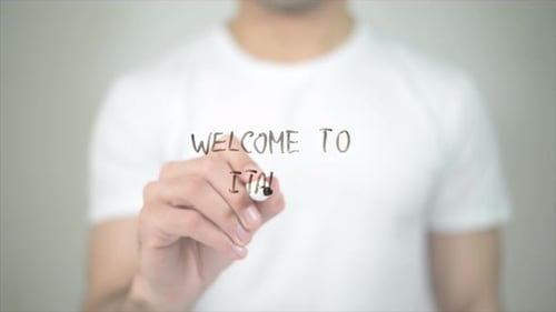 Welcome to Italy, Man Writing on Transparent Screen