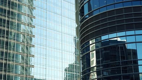 Modern Glass Skyscrapers in Urban Financial District