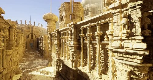 Ancient Ruins Reveal Stunning Architecture in a Golden Desert Landscape