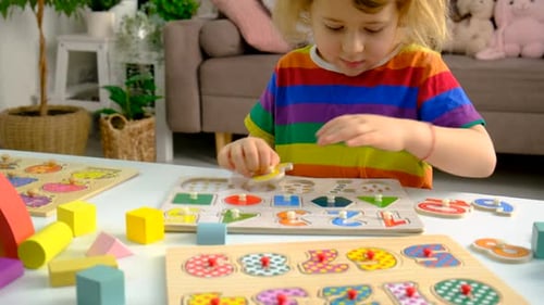 Children Learn the Alphabet and Numbers Selective Focus