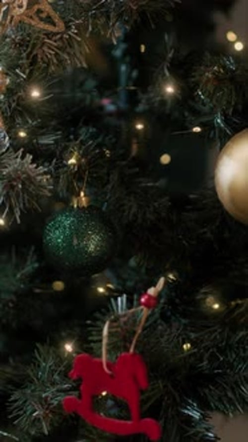 Festive Christmas Tree Decorated with Ornaments