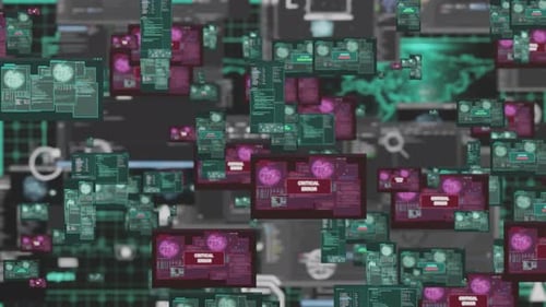 Futuristic Digital Data Stream with Critical Error and Access Granted UI