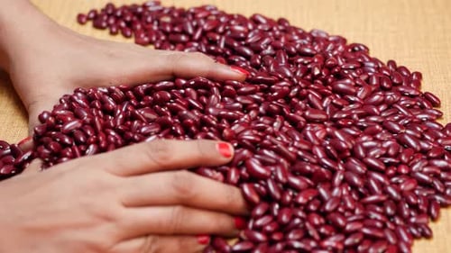 Close-Up of Kidney Beans with Hands