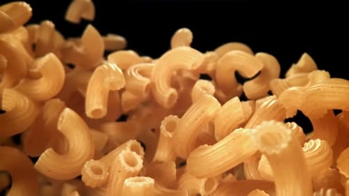 The Dry Pasta Flies Up and Falls Down Filmed on a Highspeed Camera at 1000 Fps