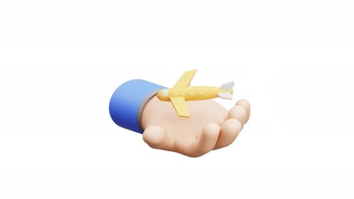 3D Animation Hand Holding Airplane