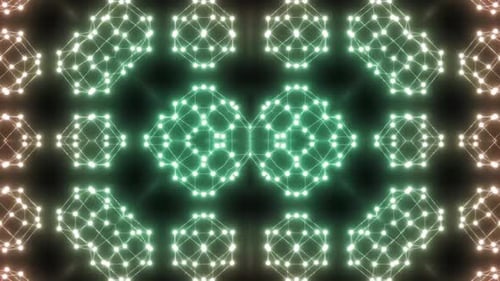 Dynamic neon tunnel visualization with pulsing geometric shapes