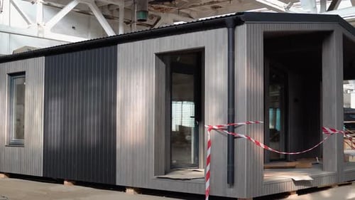 Construction of New and Modern Modular House Building New Frame of Energy Efficient Home Concept