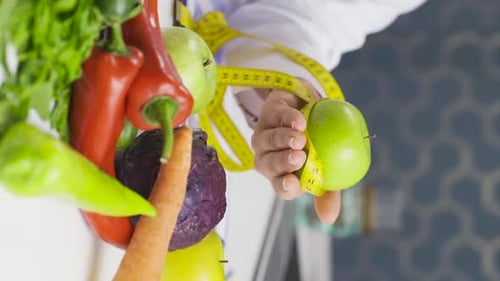 Measuring Apple Amongst Colorful Vegetables and Fruits