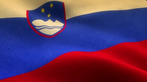 Slovenian Flag Waving with Realistic Fabric Texture