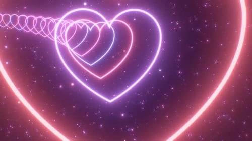 Going Backwards On Pink Neon Glowing Roller Coaster Hill Heart Tunnel