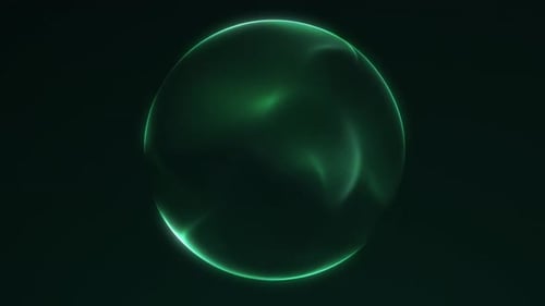 Seamless loop of glowing green plasma sphere with smooth particle motion and sci-fi energy vibe