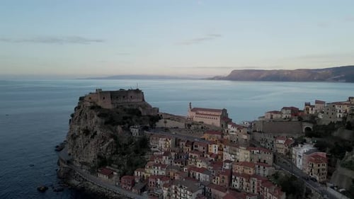 Aerial view of Scilla old town, Reggio Calabria, Calabria, Italy.