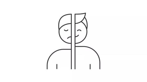 Animated Line Art Human Icon with Happy Sad Face