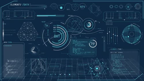 Animation einer Hightech-Schnittstelle mit unterschiedlichen Datenverarbeitungsvorgängen