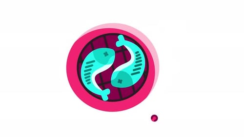 Animation fish grill icon. Motion graphic animation cooking themed