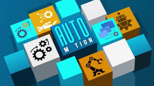 Automation Technology Flat Design Cubes Title Animation