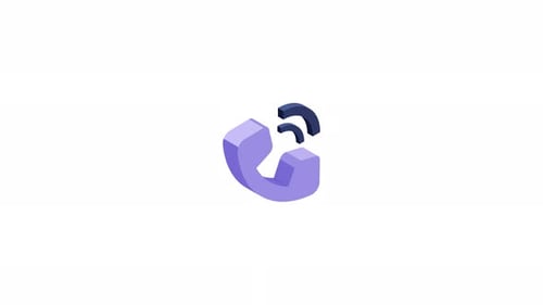 Purple 3D Phone Icon With Sound Waves