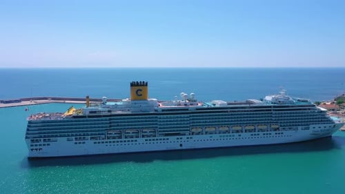 Big Cruise Ship docked in a port