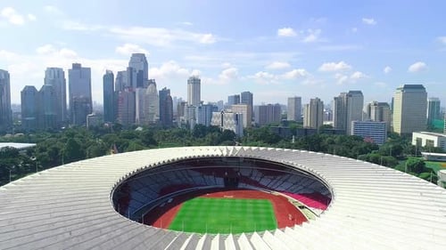 Centre sportif au cœur de la ville avec vue aérienne