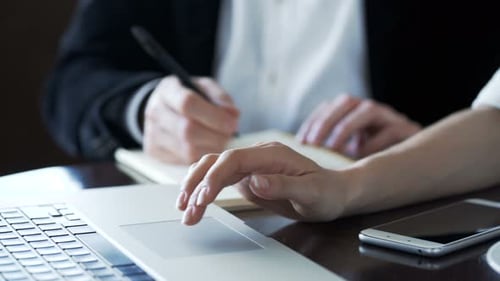 Close Up Isolated Hands People Work Indoor Workplace at Desk. the Partners