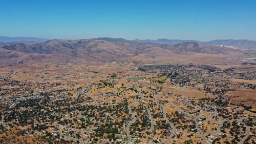 Summer Landscape With Blue Skies Over The City Of Tehachapi In Kern County, California, USA. - Drone