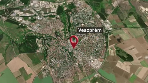 Plan de la ville de Veszprém Zoom (Hongrie) de l'espace à la Terre