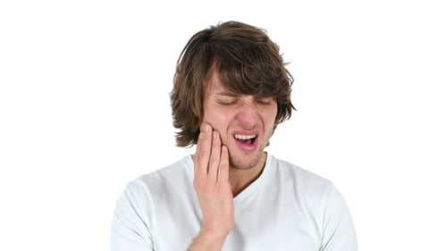 Toothache Man in Pain White Background