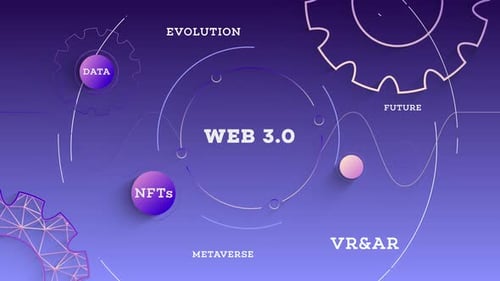 Mots clés : Web 3.0, fond violet, boucle