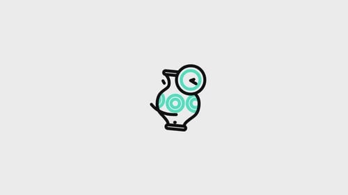 Animated Flat Design Pot Icon with Time and Steam Effect