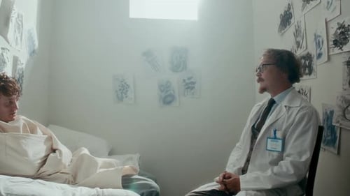 Doctor Talks to Patient in Hospital Room