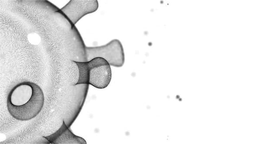 Close-up of coronavirus cell with detailed texture on white background