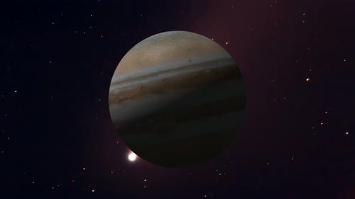 Der
Jupitarplanet rotierte animiert. Planet, Jupiter, Raum, Sterne, Hintergrund .Vd1101