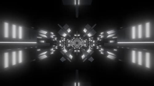 Futuristic tunnel with bright lights creating a sense of dynamic movement