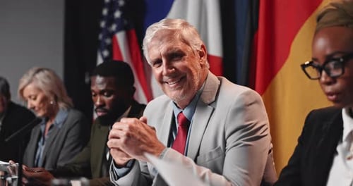 Adults Presenting at International Political Conference