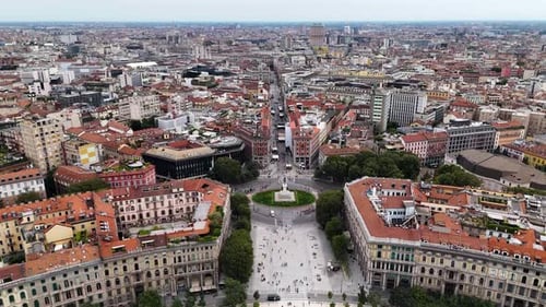 Bird's-eye view of Milan city center, Italy