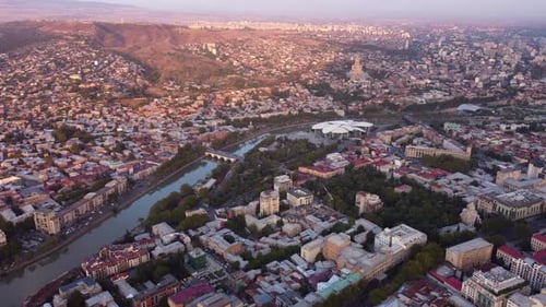 Aerial View Of Sunset Tbilisi