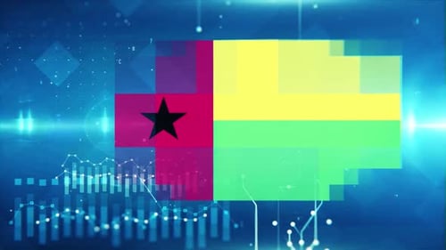 Guinea Biisau Flag On Economy Background And Graph