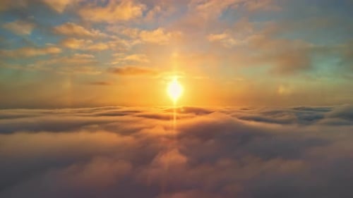 Golden Sunrise Sky with Clouds Aerial View