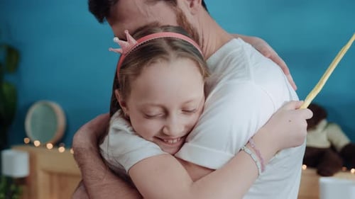 Father and Daughter Sharing a Loving Embrace at Home