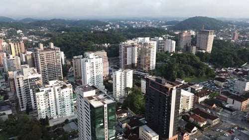 Downtown Skyline and Hills Aerial City View