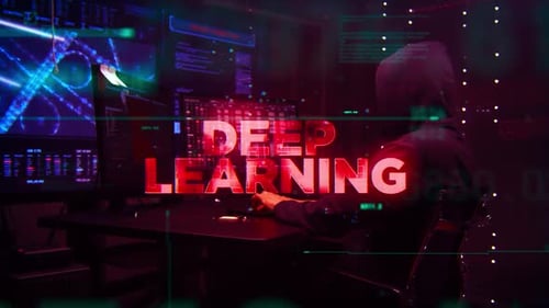 Deep Learning Glitch Text Reveal Animation