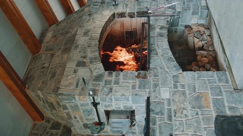 Stone Fireplace Oven Interior Burning