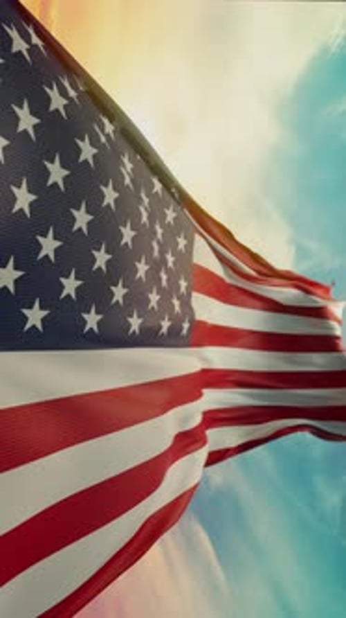 Wavy Flag of United States of America Blowing in the Wind in Slow Motion Waving Official USA Flag