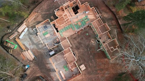 New House Construction Site Aerial View
