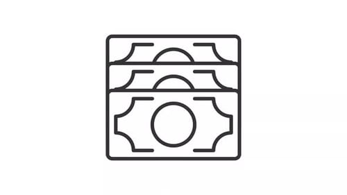 Money Icon Animation in Outline Flat Design