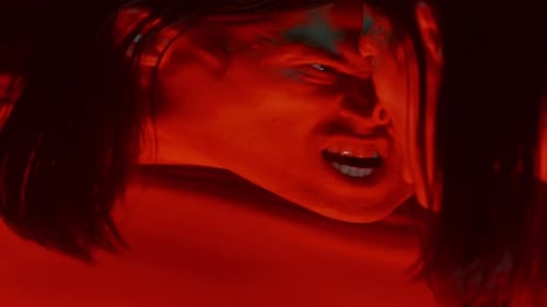 Creepy Man Pressing Face against Distorting Mirror and Screaming
