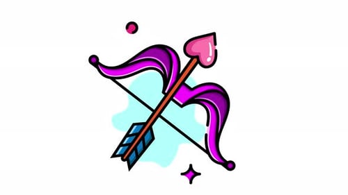 Animated Cupid Bow And Arrow Icon With Wavy Effect