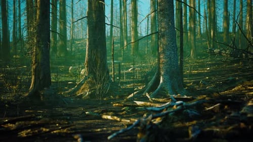 Waldbrand und umgestürzter Baum werden mit viel Rauch bis auf die Grundmauern niedergebrannt